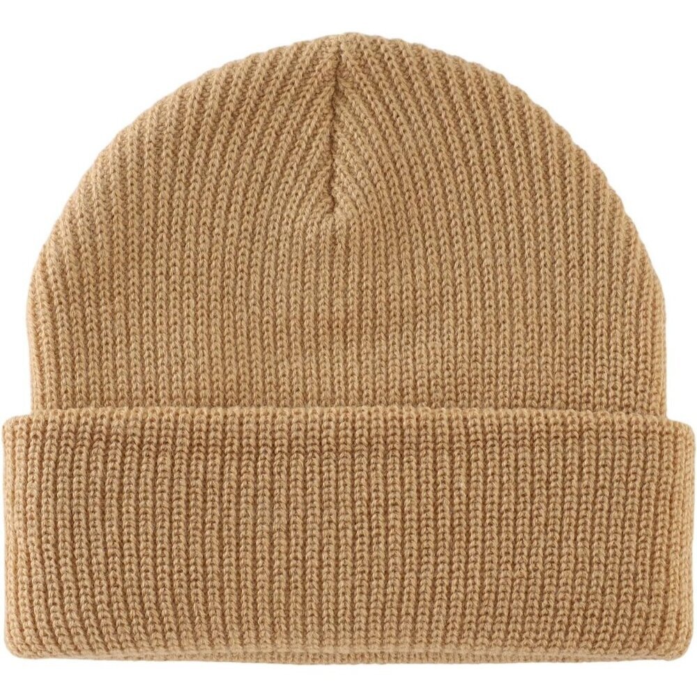Khaki Men Women Warm Cuff Beanie Knit Skull Cap for Running Hiking Garden